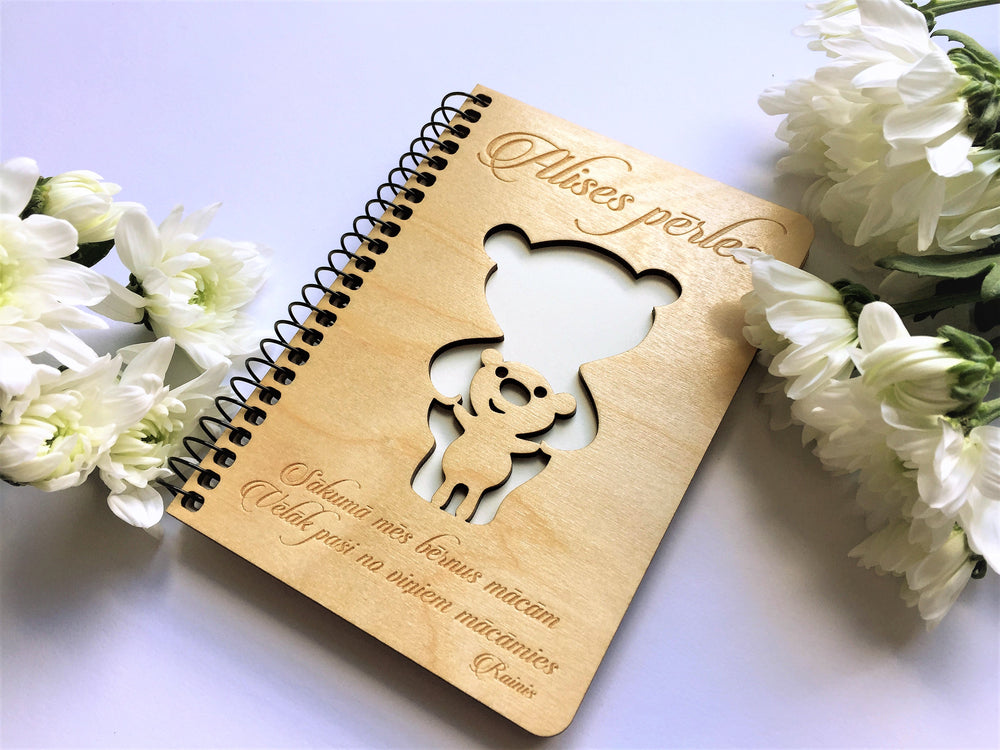 Wooden memory book for baby